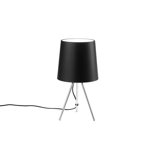 Lampada da tavolo MARLEY in metallo argento con paralume in alluminio nero