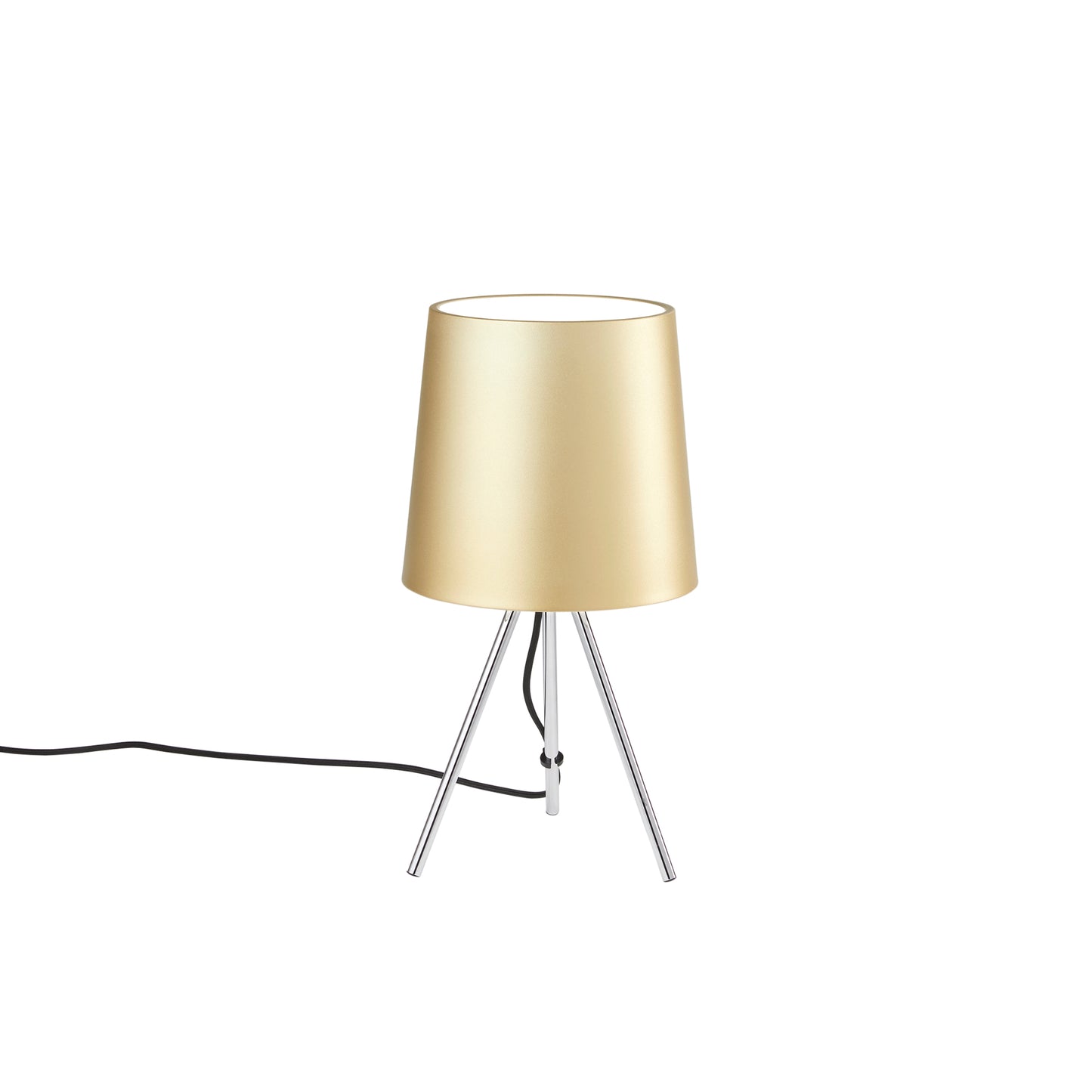 Lampada da tavolo MARLEY in metallo argento con paralume in alluminio oro