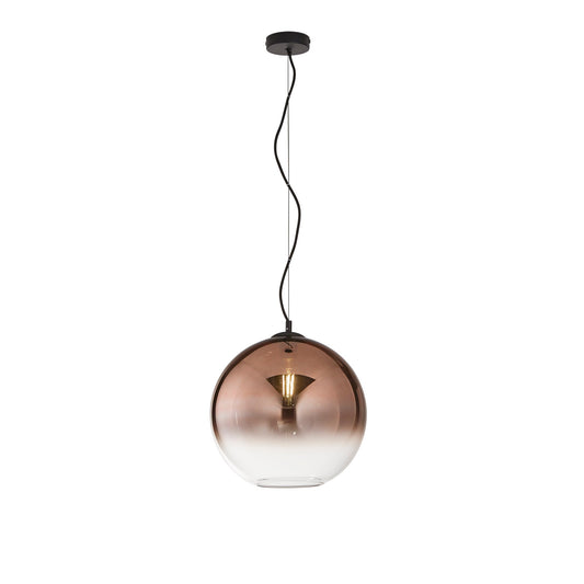 Sospensione MARTE in vetro rame con decoro sfumato, 1 punto luce h 156,7cm. 35cm. Ø