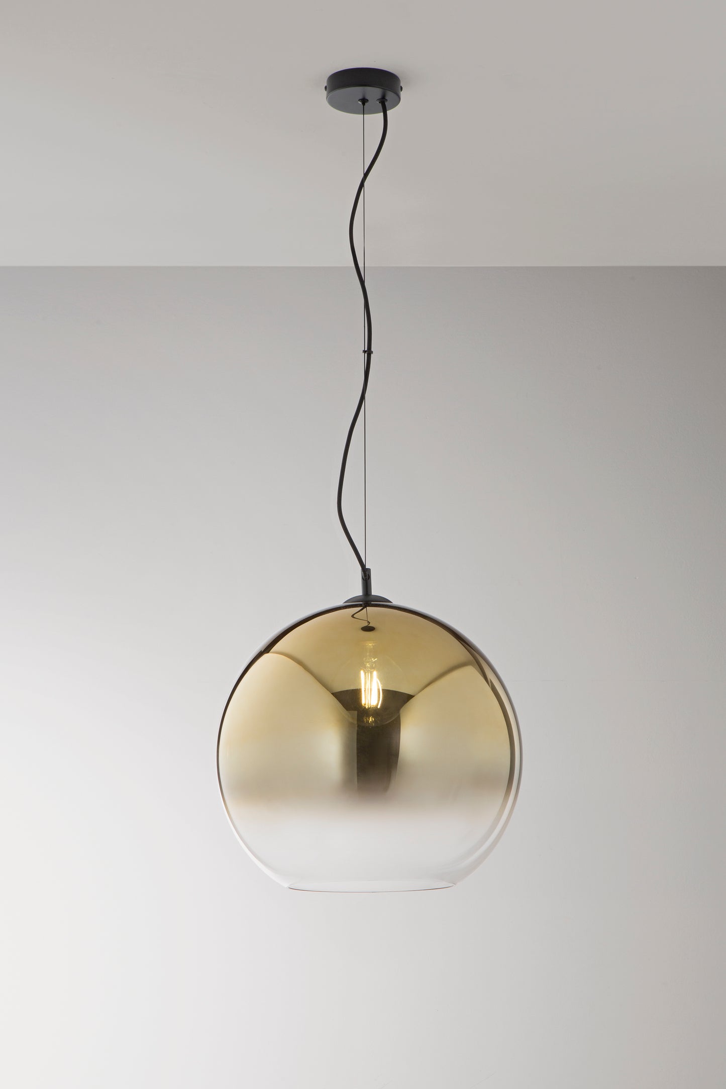 Sospensione MARTE in vetro oro con decoro sfumato, 1 punto luce h 160,2cm. 40cm.Ø