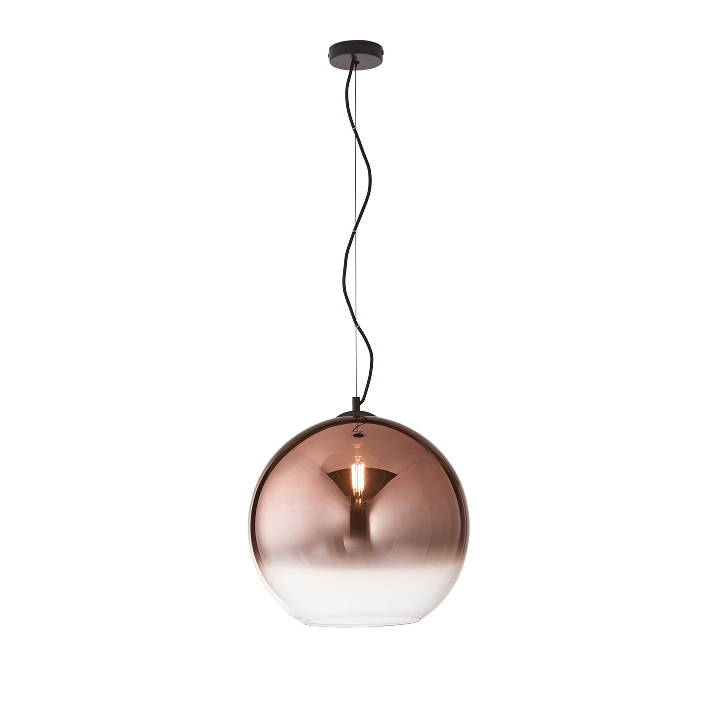 Sospensione MARTE in vetro rame con decoro sfumato, 1 punto luce h 160,2cm. 40cm.Ø