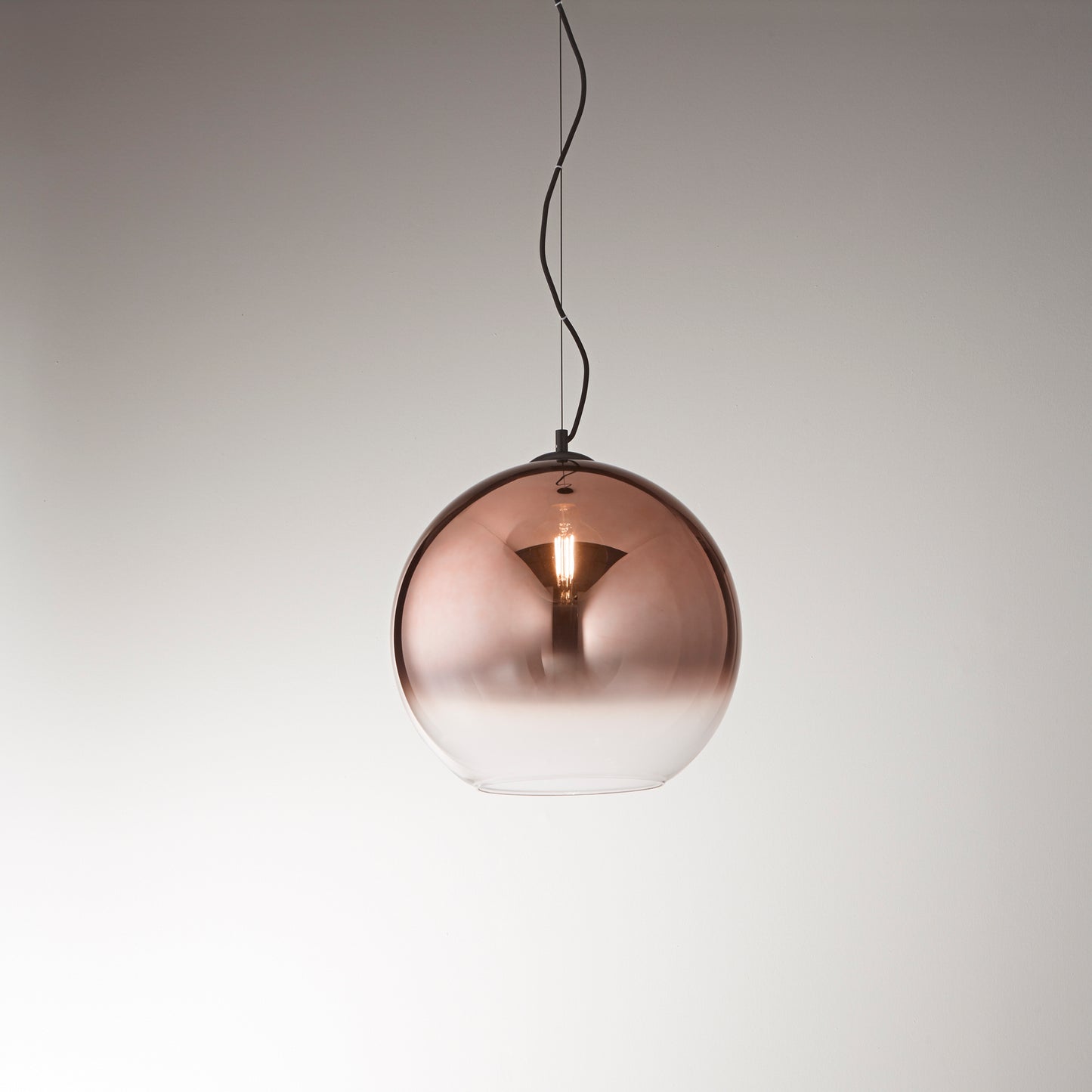 Sospensione MARTE in vetro rame con decoro sfumato, 1 punto luce h 160,2cm. 40cm.Ø