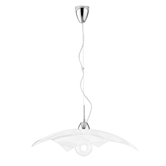 Sospensione MIRO' in vetro bianco, 1 punto luce, h110cm. diffusore quadrato 45 cm.