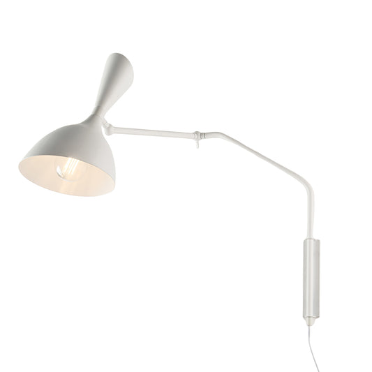Applique MORGAN in metallo bianco, orientbile, con interruttore e presa