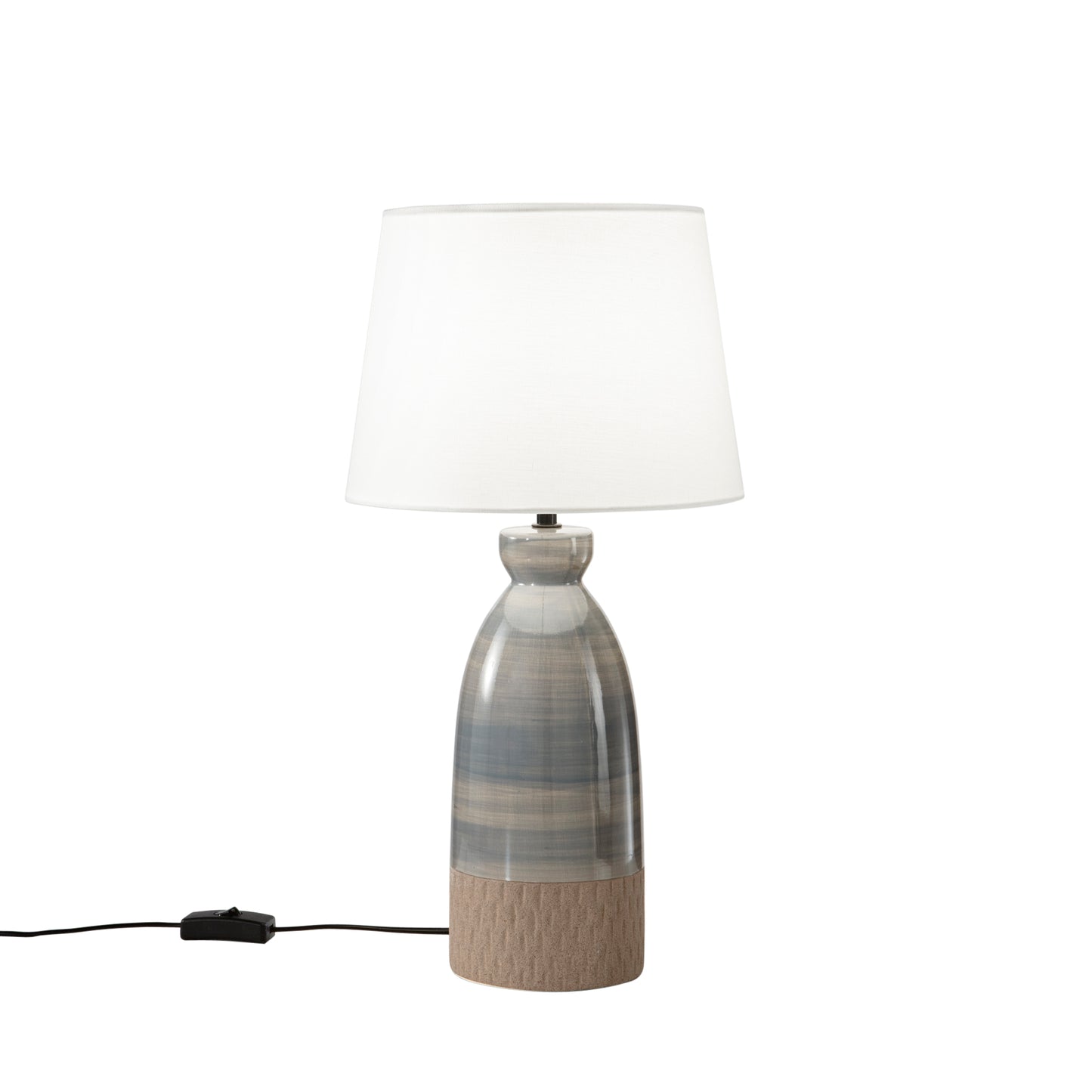 Lampada da tavolo NAVAJO in ceramica tortora con paralume in tessuto