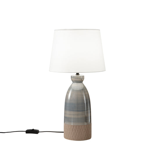 Lampada da tavolo NAVAJO in ceramica tortora con paralume in tessuto