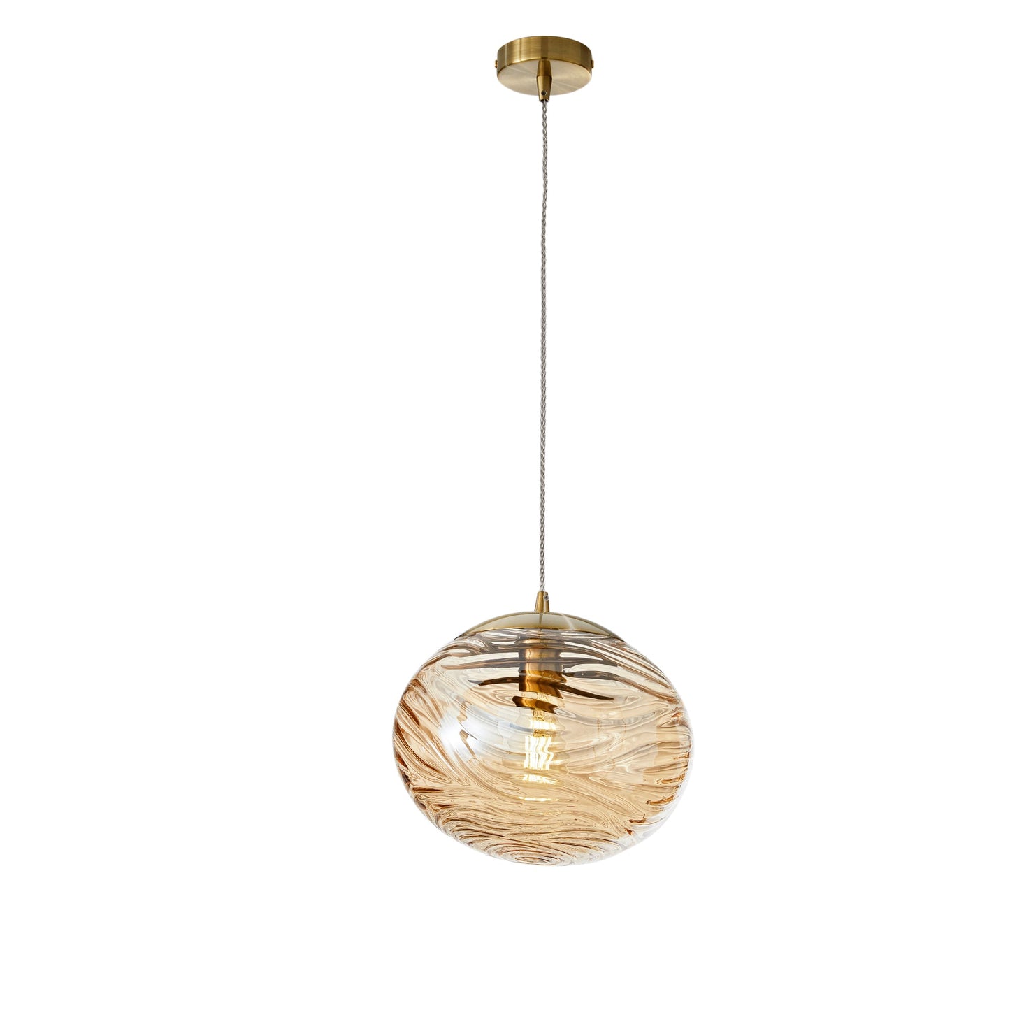 Sospensione NEREIDE 1 luce in vetro champagne ad onde concentriche
