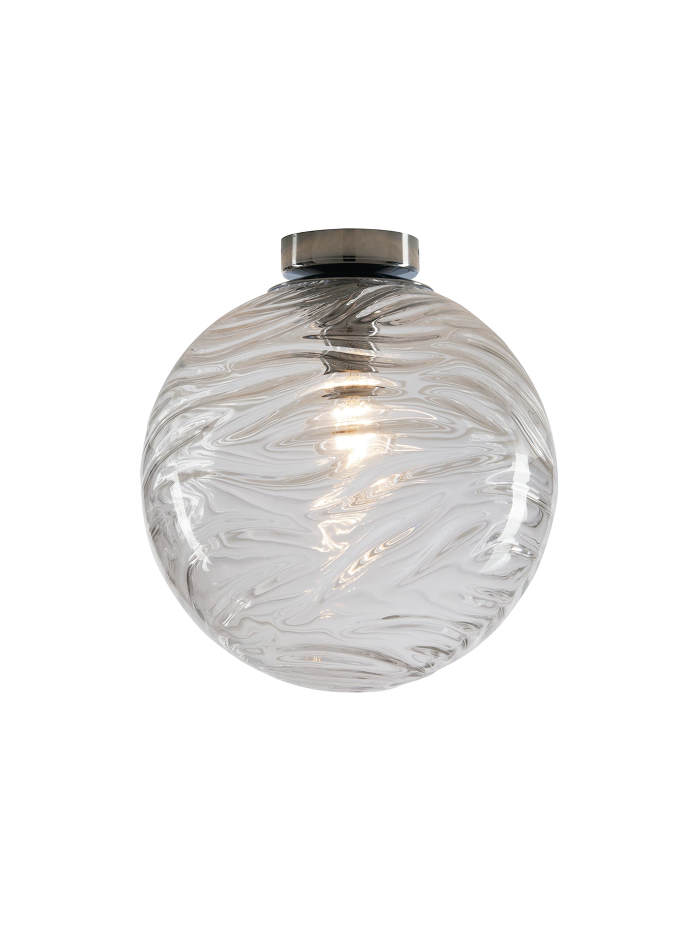 Plafoniera NEREIDE in vetro trasparente ad onde concentriche Ø 25 cm.