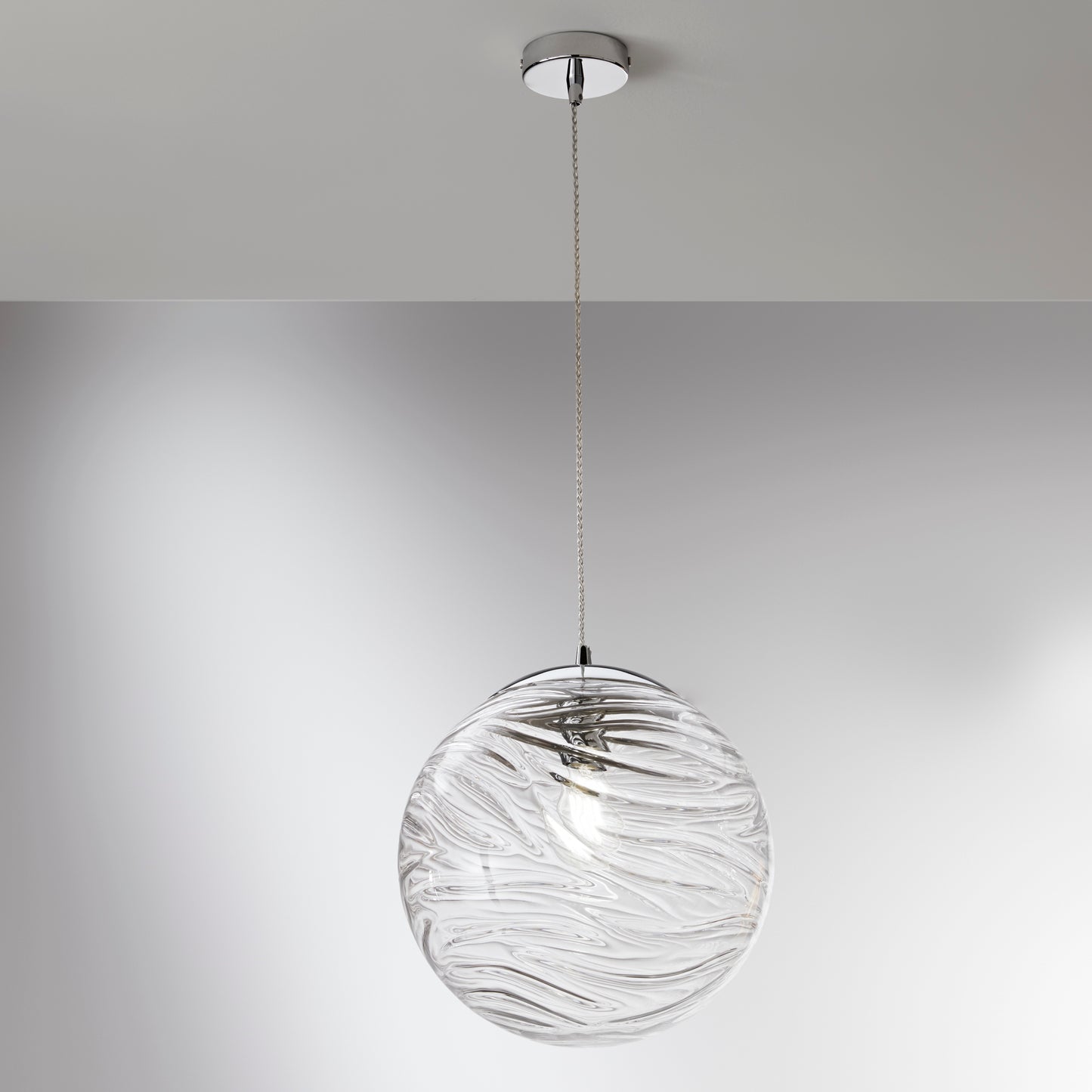 Sospensione NEREIDE 1 luce in vetro trasparente ad onde concentriche