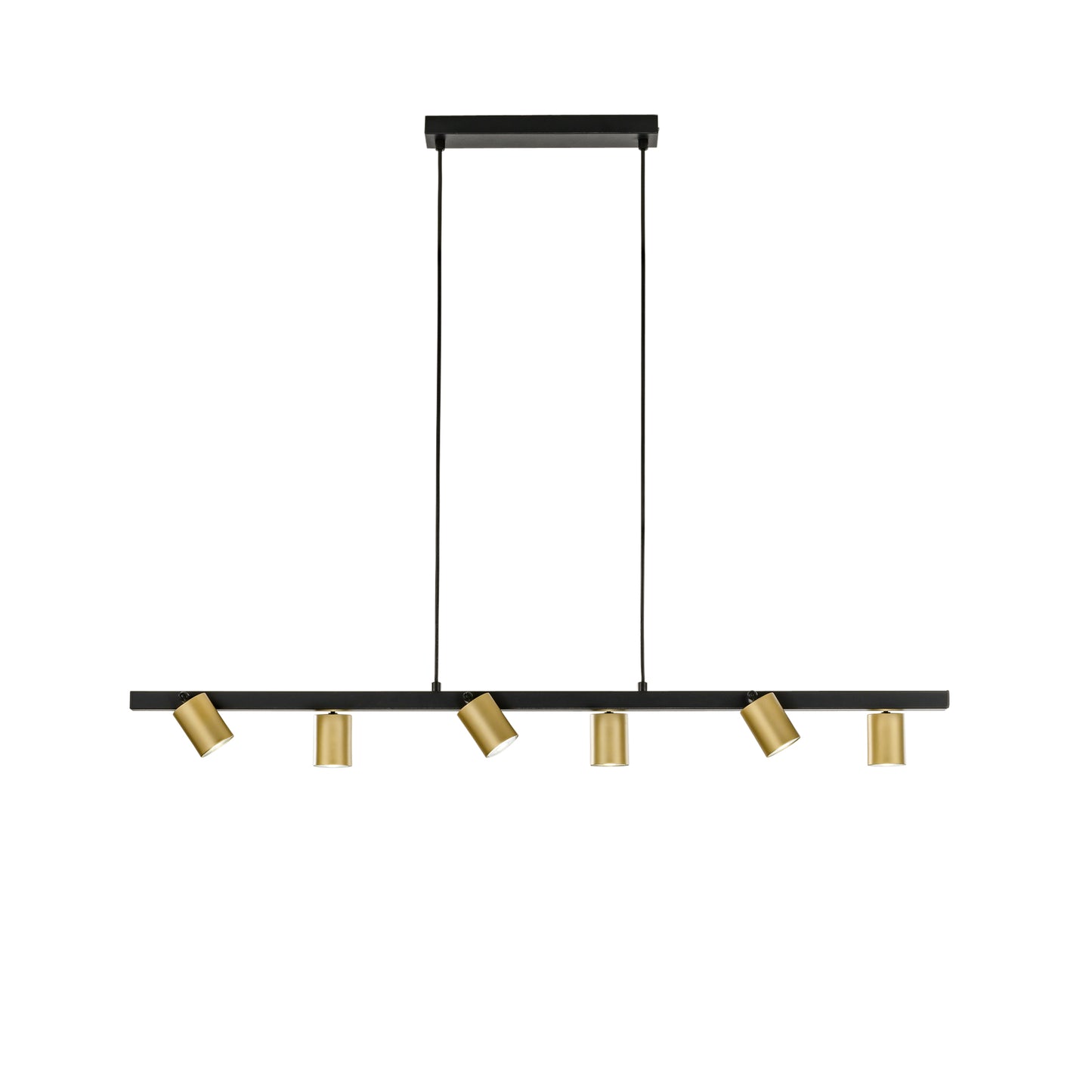 Sospensione NIZZA in metallo nero con 6 spot oro orientabili