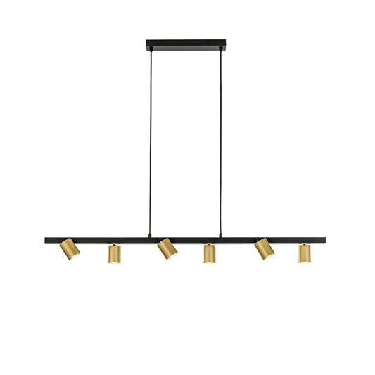 Sospensione NIZZA in metallo nero con 6 spot oro orientabili
