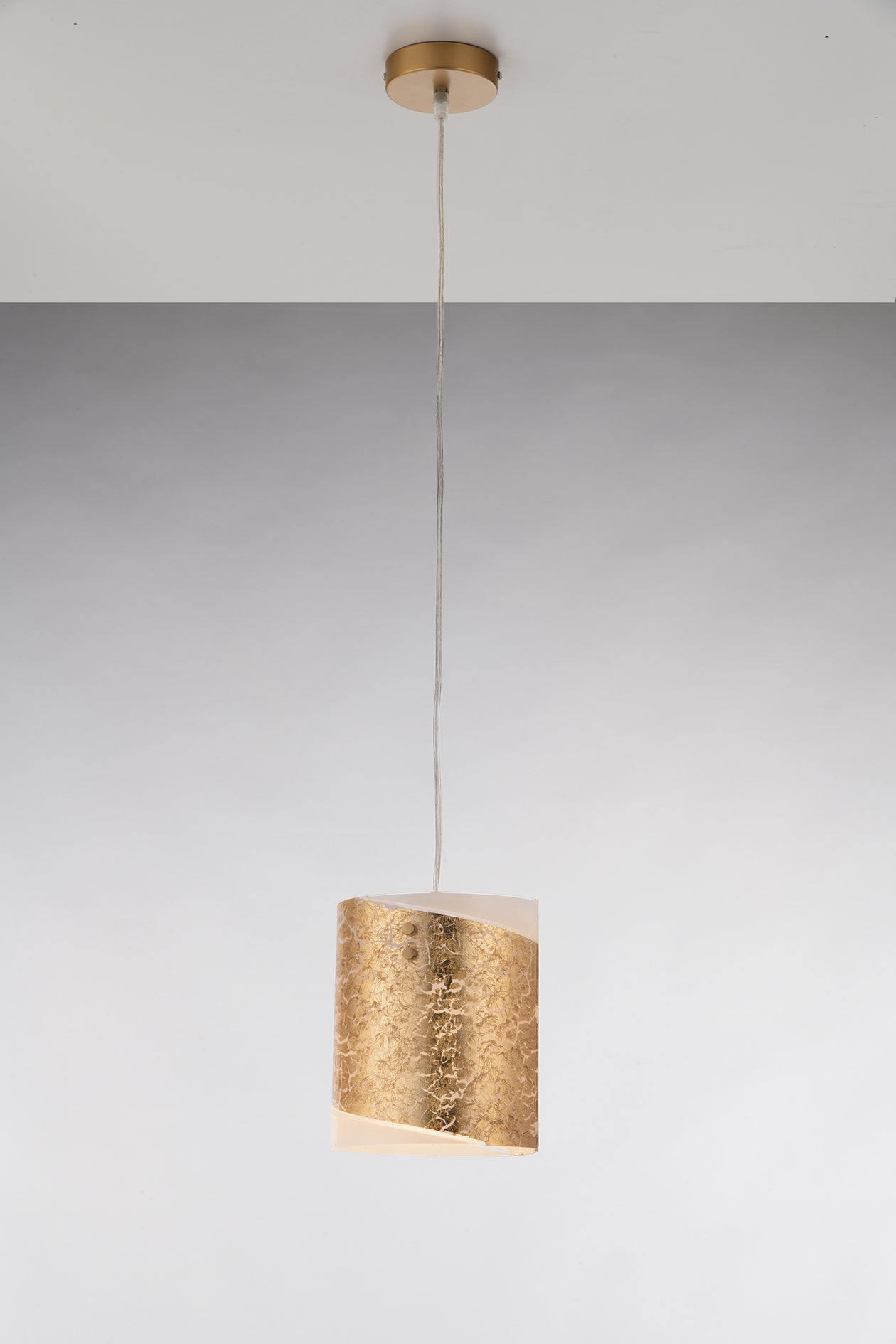 Sospensione PARIS in vetro con decoro in foglia oro 20 cm.