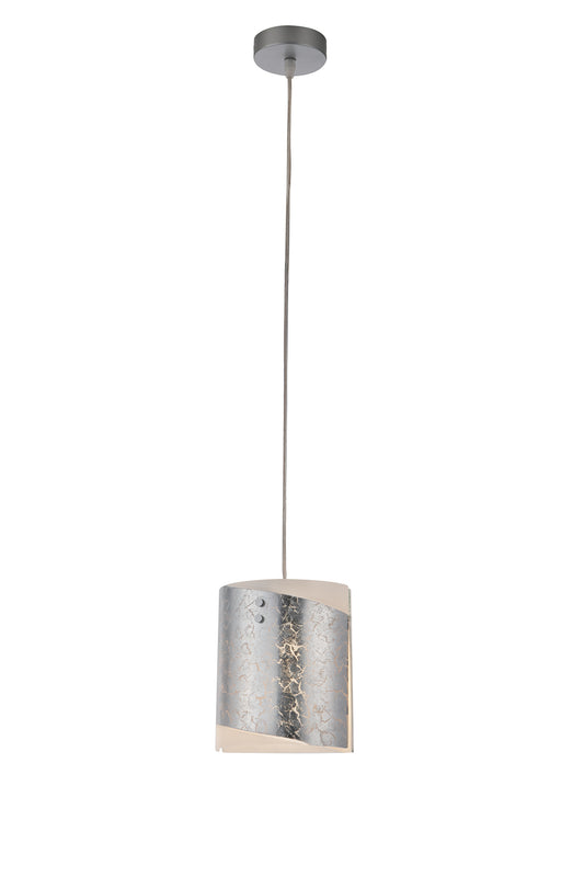 Sospensione PARIS in vetro con decoro in foglia argento 20 cm.