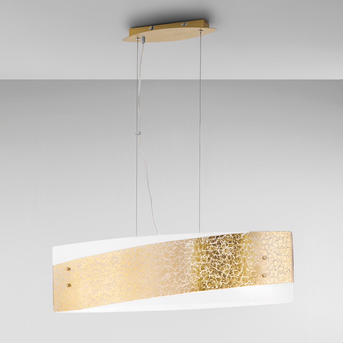 Sospensione PARIS in vetro con decoro in foglia oro 75 cm.