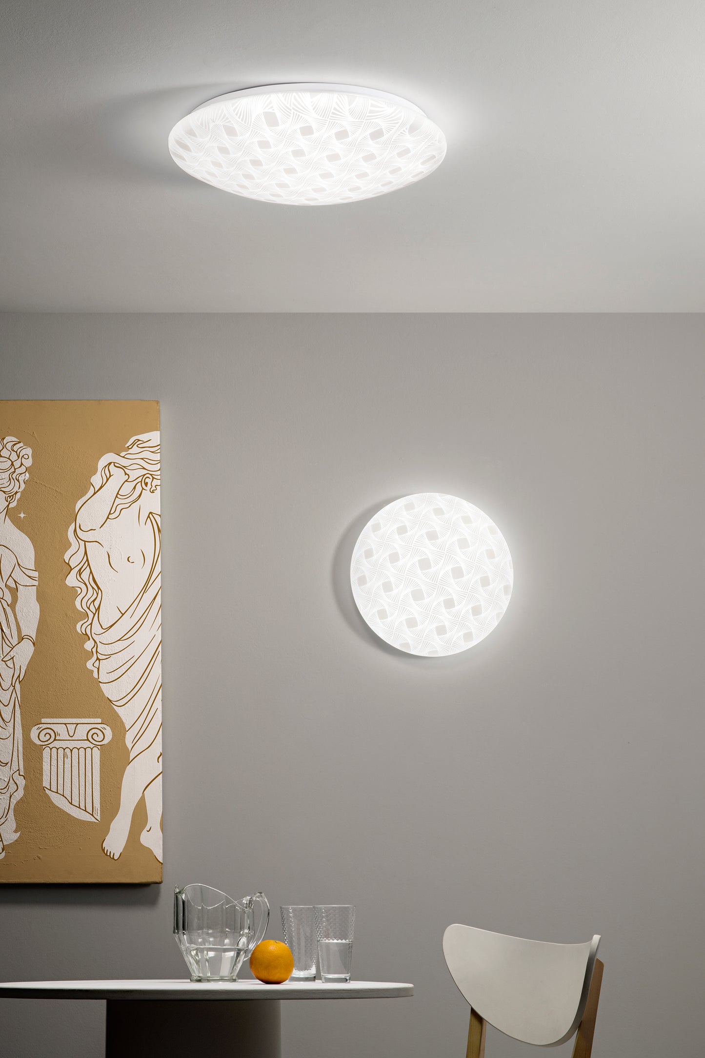 Plafoniera LED PENEPOLE in vetro bianco satinato, CCT, Ø 40cm.