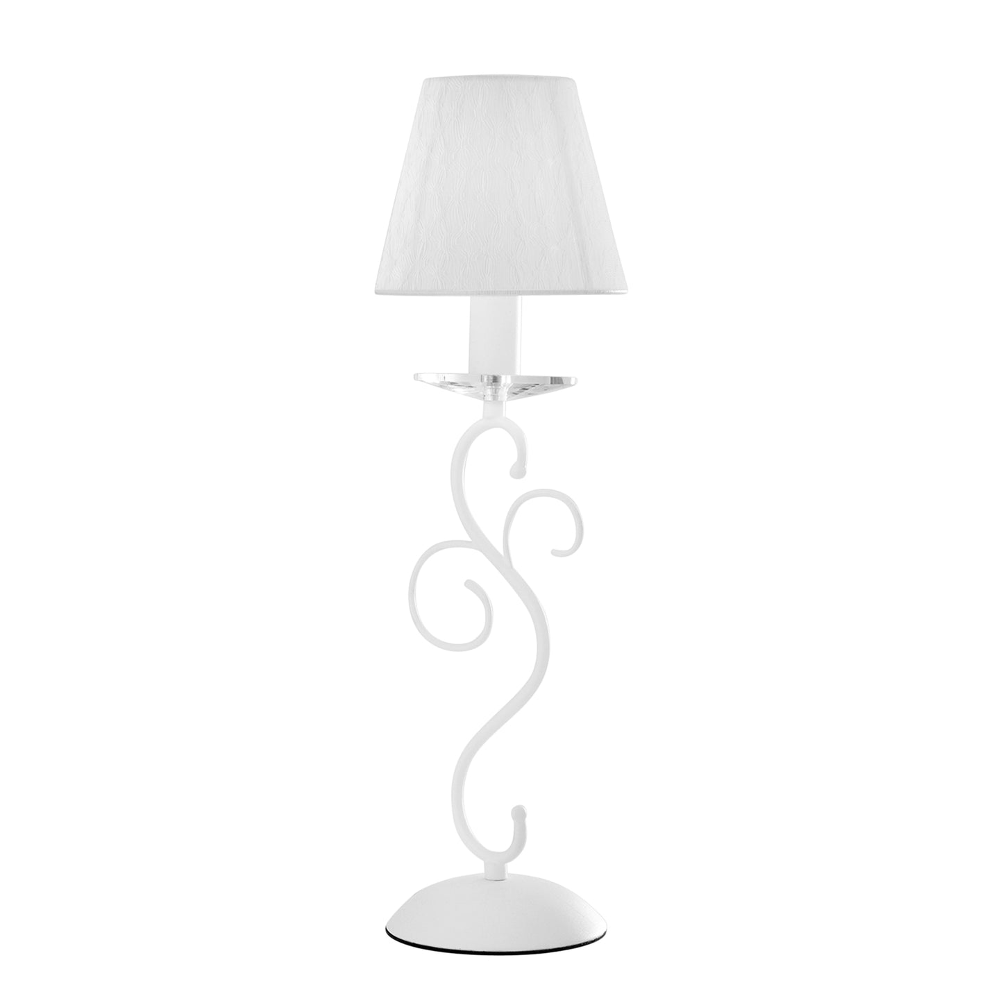 Lampada da tavolo PERLA in metallo bianco e cristallo