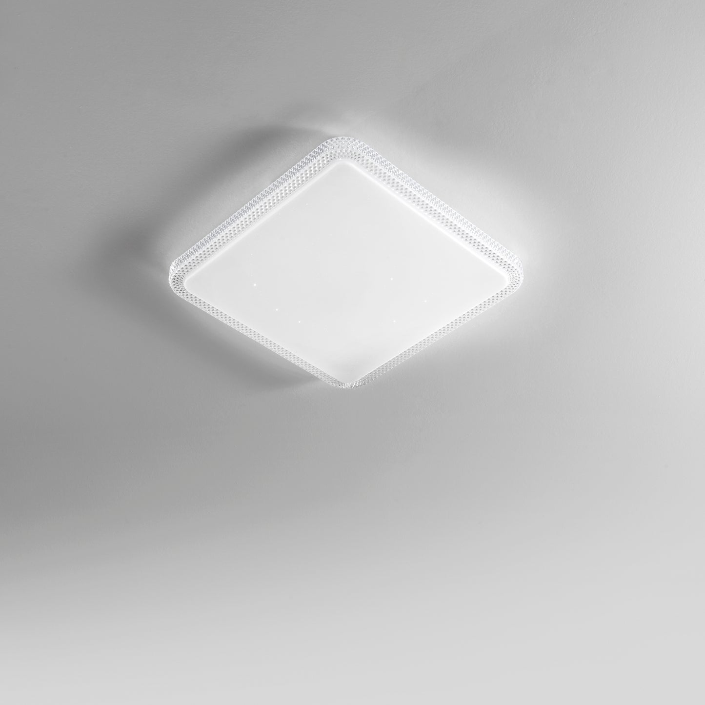Plafoniera PIXEL bianca quadrata 48cm, CCT, Wi-Fi e telecomando incluso