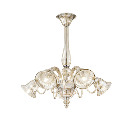 Lampadario POSEIDON in vetro champagne con 5 diffusori
