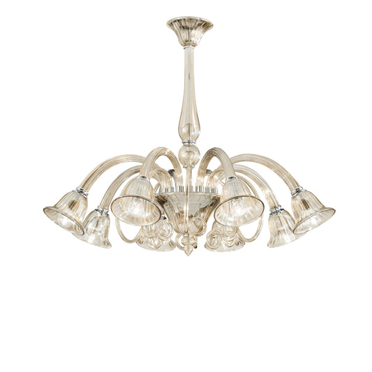 Lampadario POSEIDON in vetro champagne con 8 diffusori