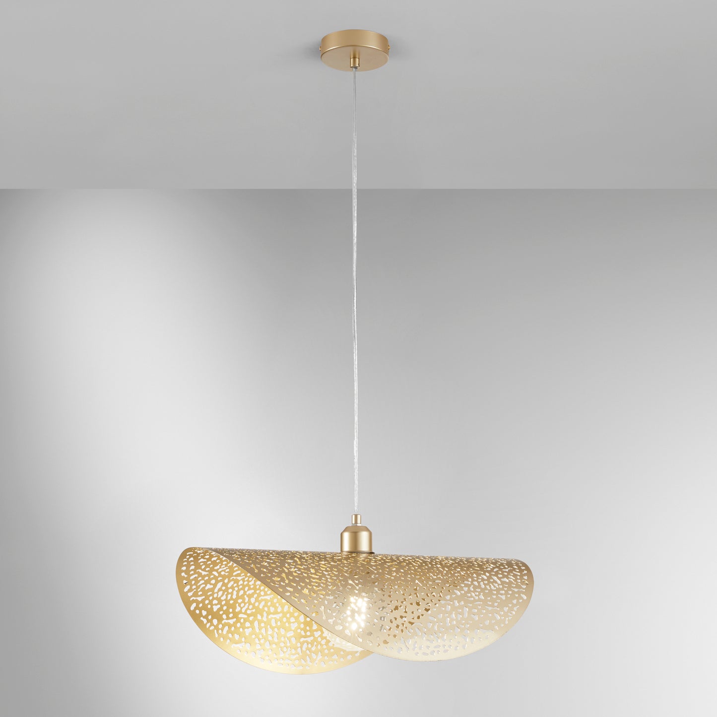 Sospensione RHEI-TARA in metallo forato oro a vela singola 50 cm.