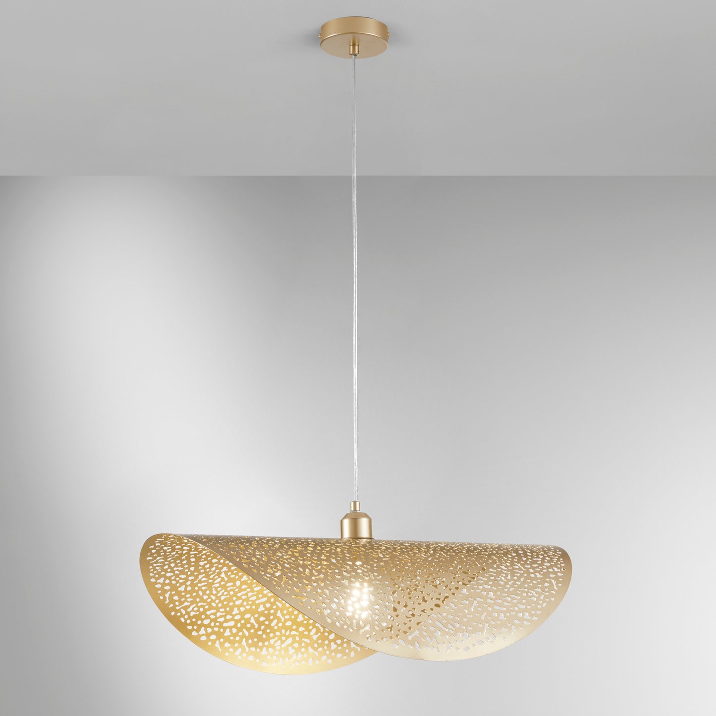 Sospensione RHEI-TARA in metallo forato oro a vela singola 60 cm.