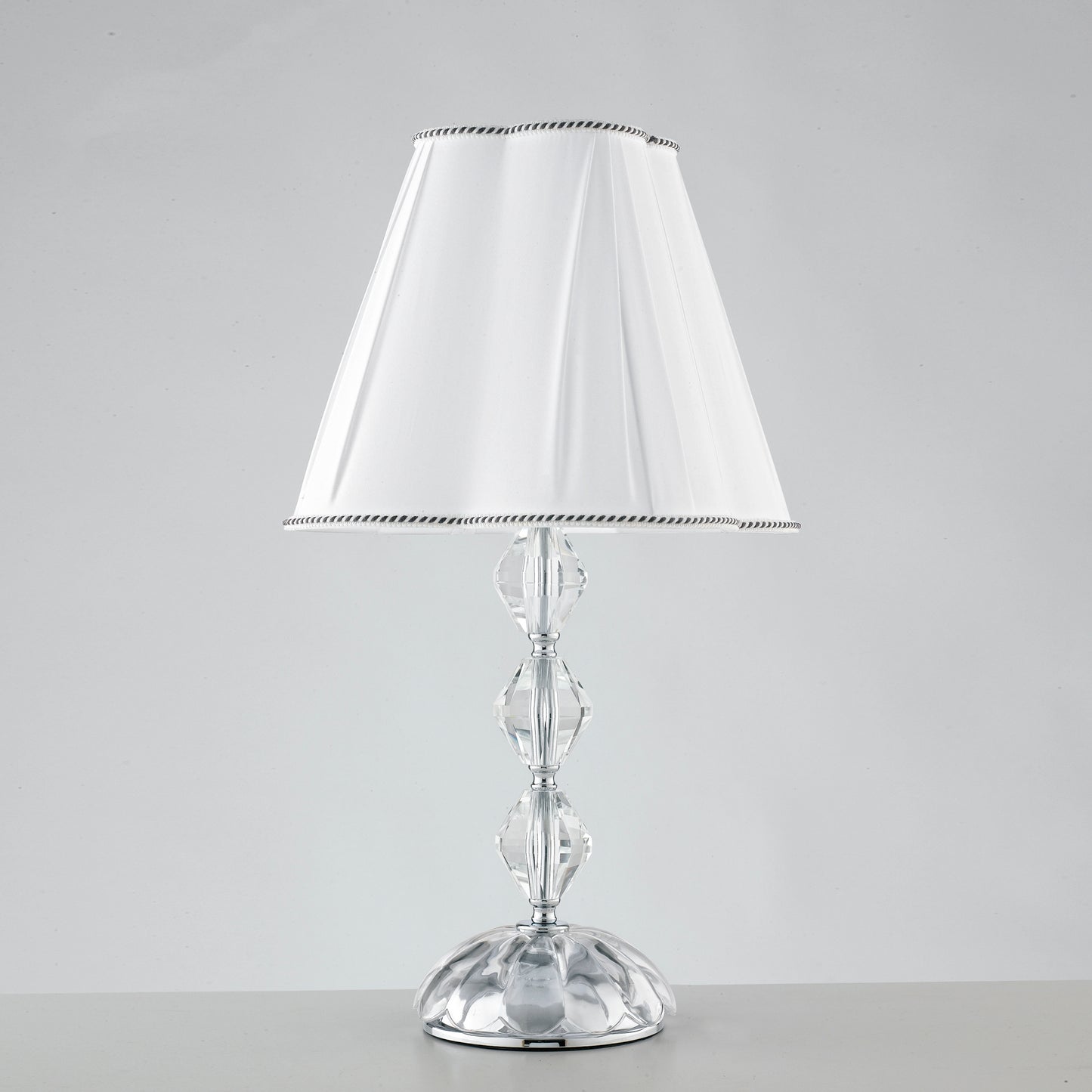 Lampada da tavolo RIFLESSO in cristallo con dettagli cromati 65 cm.