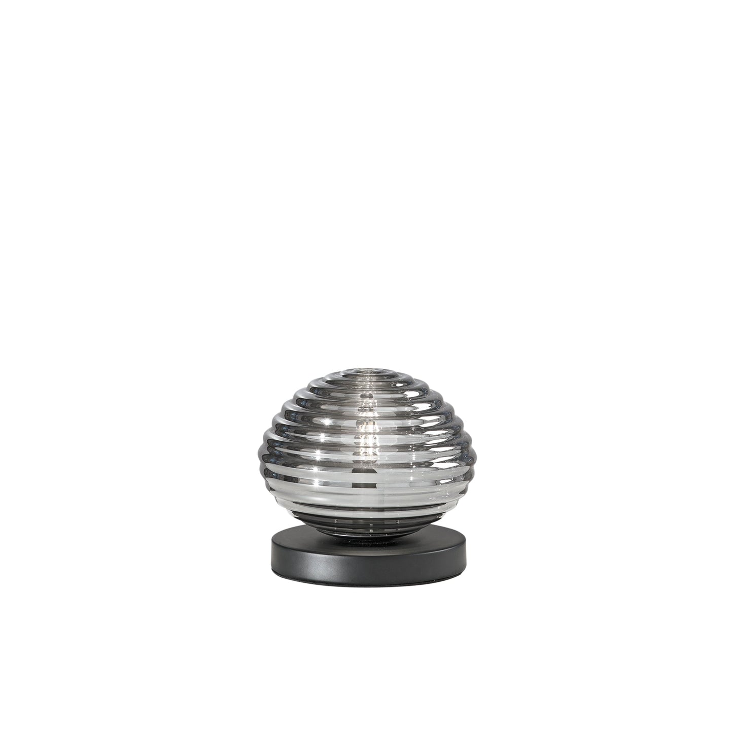 Lumetto RIPPLE in metallo nero con diffusore in vetro fumè Ø 18 cm.