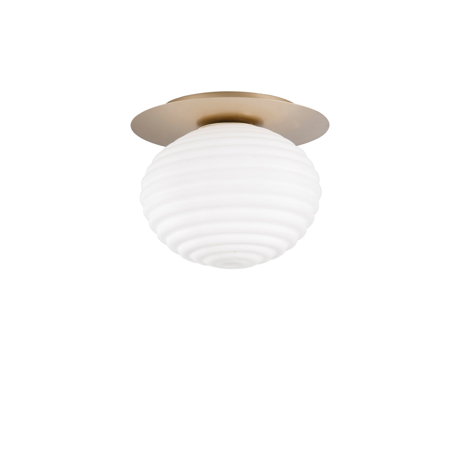 Plafoniera RIPPLE in metallo oro con diffusore in vetro Ø 35 cm.