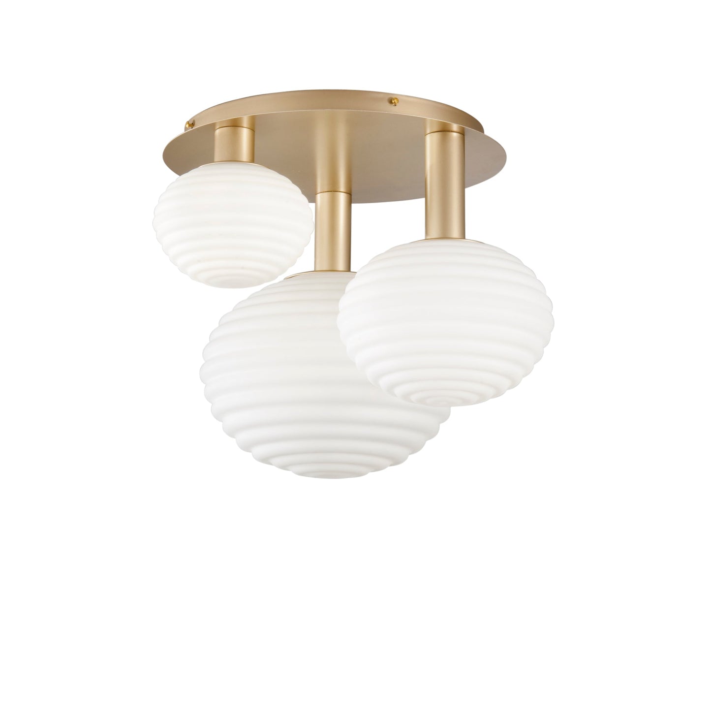 Plafoniera RIPPLE in metallo oro con 3 diffusori in vetro