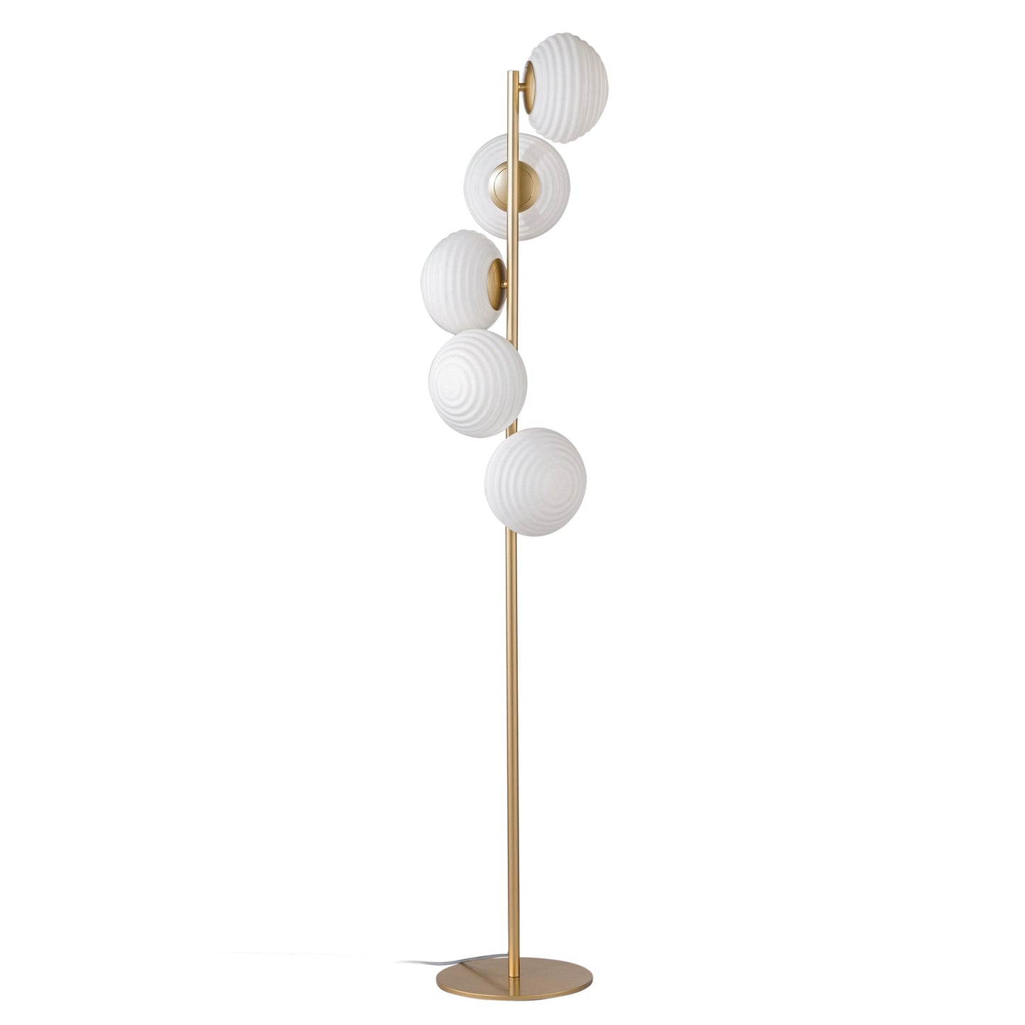 Piantana RIPPLE in metallo oro con 5 diffusori in vetro bianco