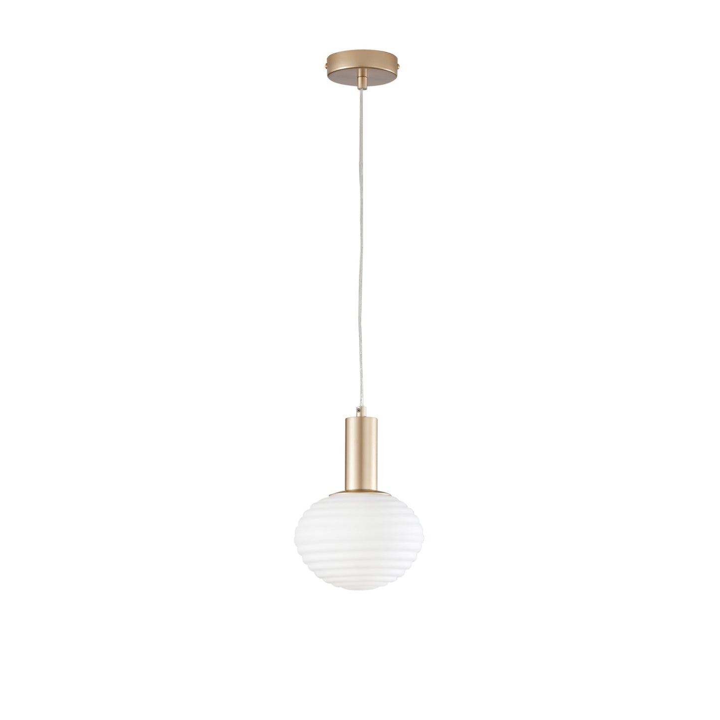 Sospensione RIPPLE in metallo oro e vetro bianco 1 luce Ø 18cm.