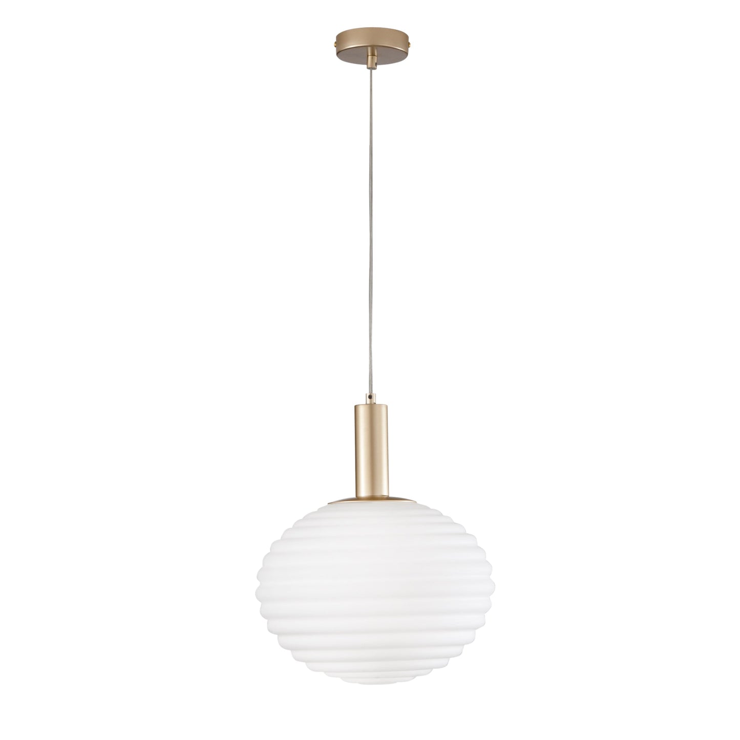Sospensione RIPPLE in metallo oro e vetro bianco Ø 32cm.