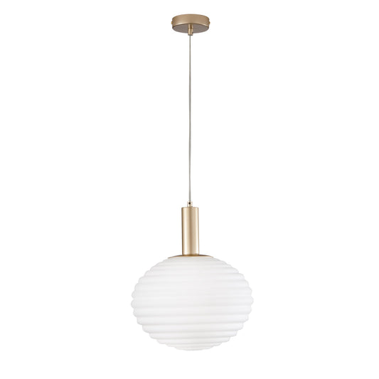 Sospensione RIPPLE in metallo oro e vetro bianco Ø 32cm.