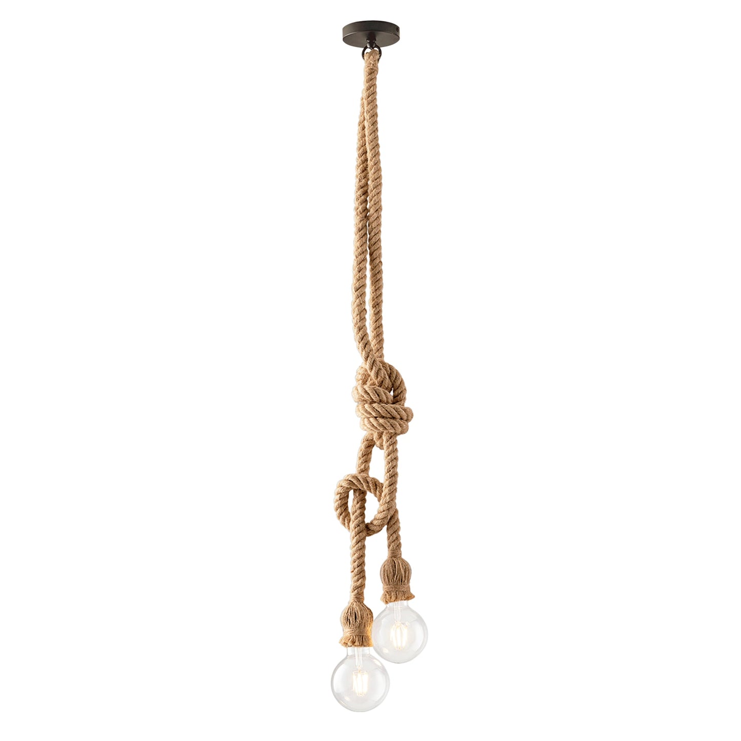 Sospensione ROPE a 2 luci in canapa e metallo