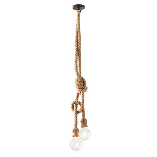 Sospensione ROPE a 2 luci in canapa e metallo
