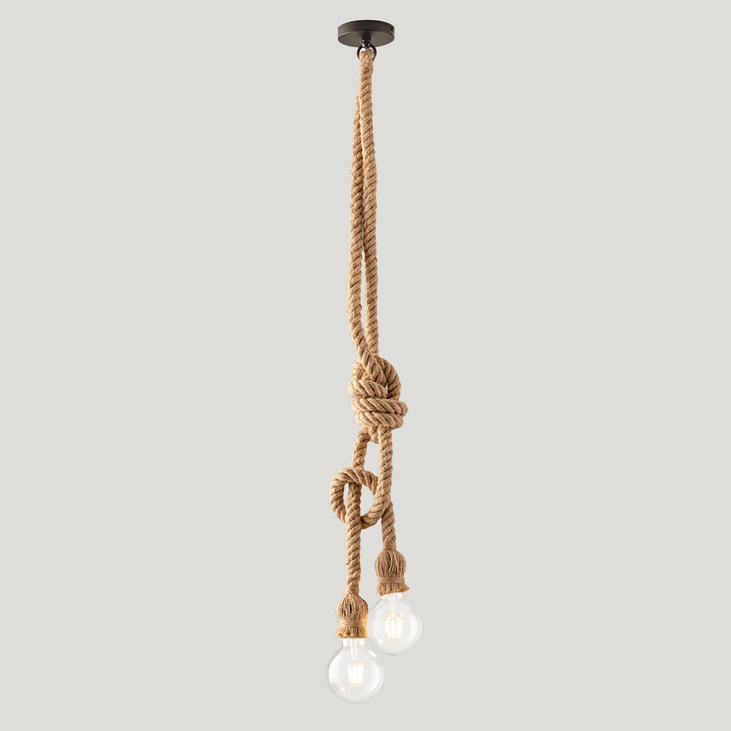 Sospensione ROPE a 2 luci in canapa e metallo