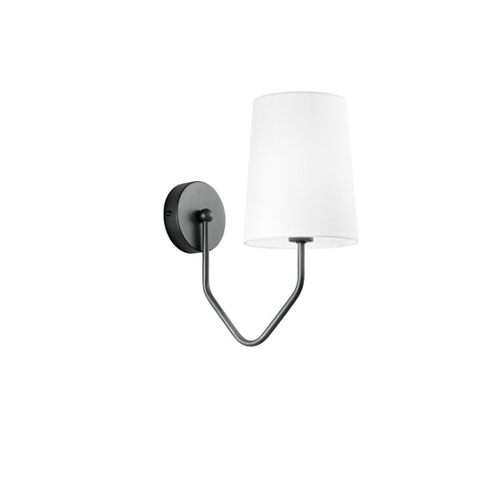 Applique SALLY in metallo nero con paralume in tessuto bianco