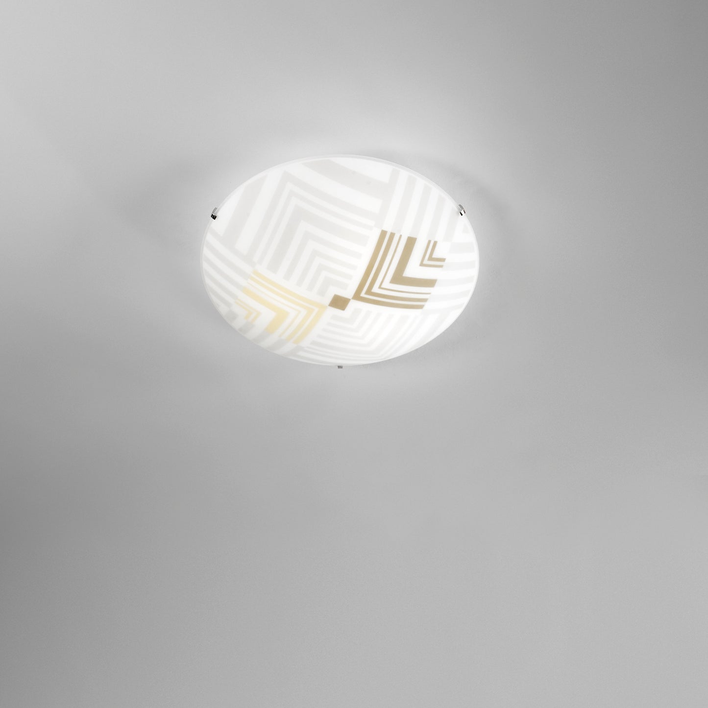 Plafoniera SEVENTY in vetro bianco con decori oro Ø 40cm.