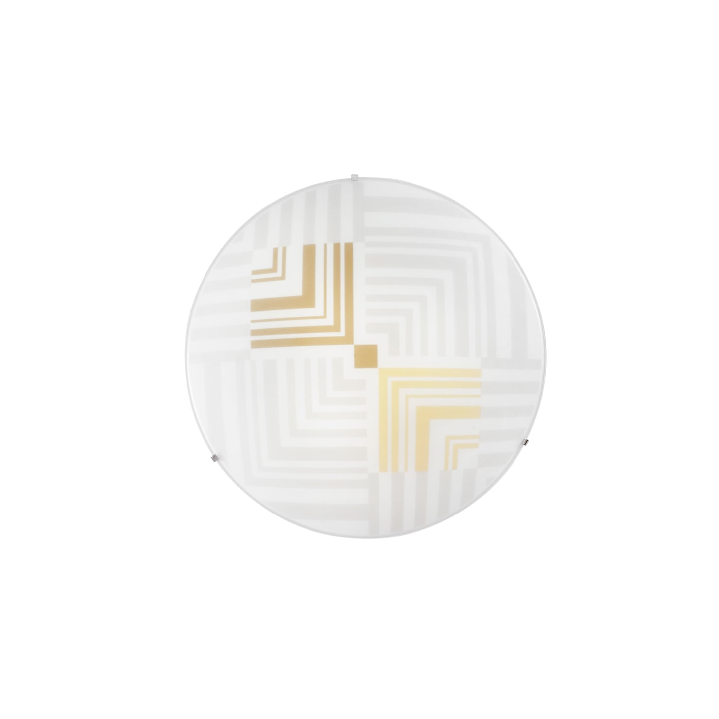 Plafoniera SEVENTY in vetro bianco con decori oro Ø 40cm.