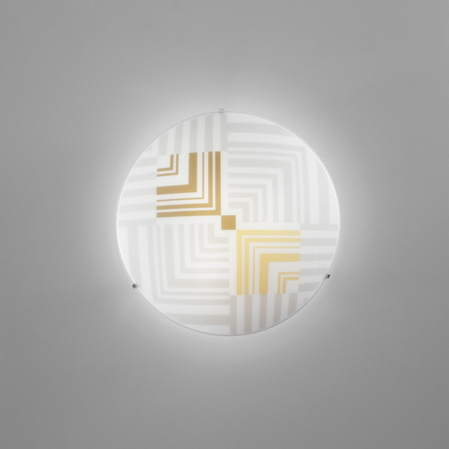 Plafoniera SEVENTY in vetro bianco con decori oro Ø 40cm.