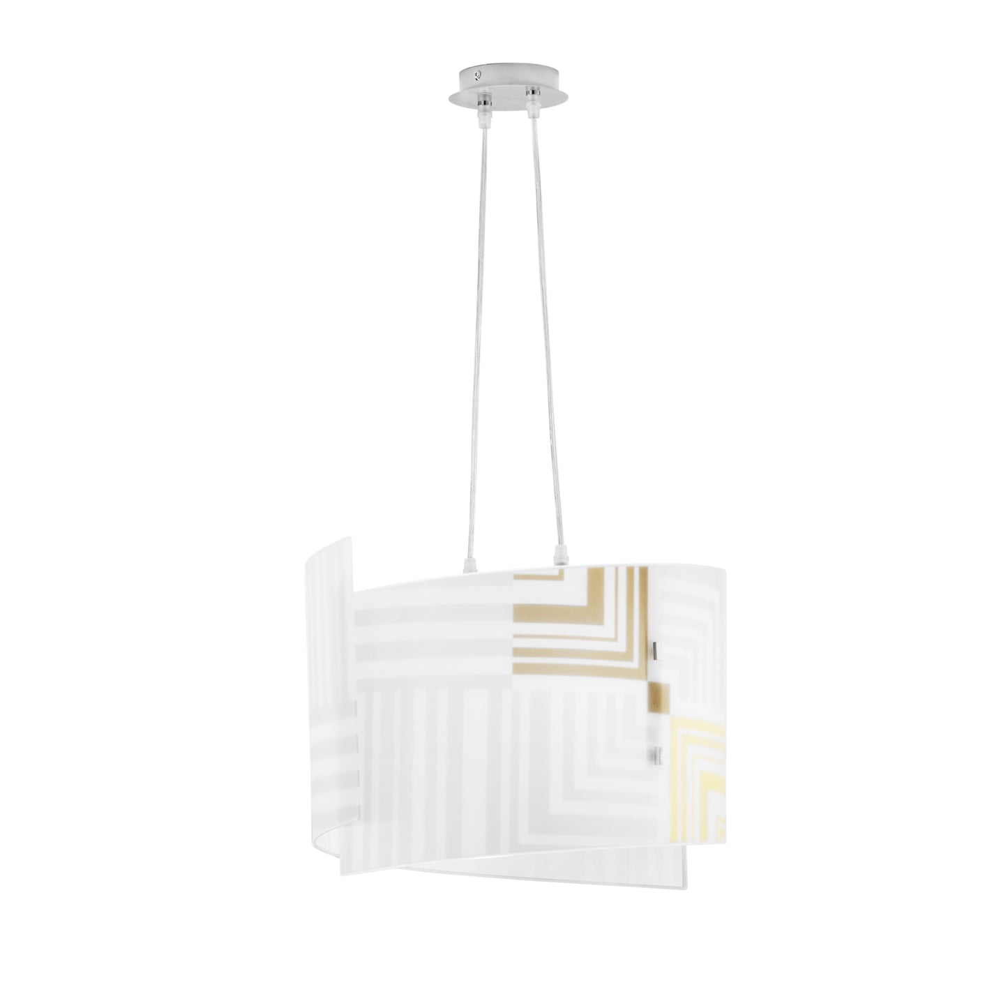 Sospensione SEVENTY in vetro bianco con decori oro 2 punti luce