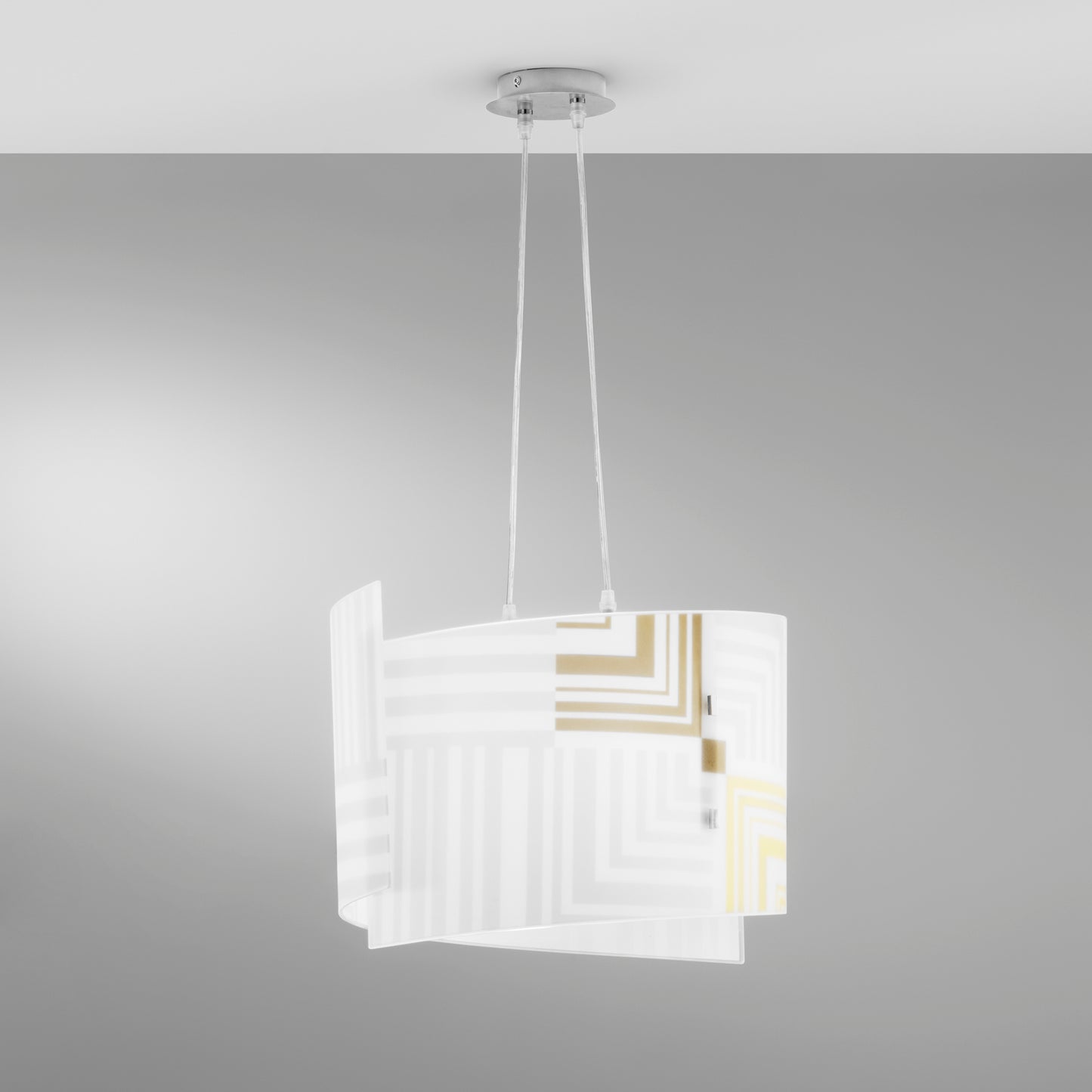 Sospensione SEVENTY in vetro bianco con decori oro 2 punti luce