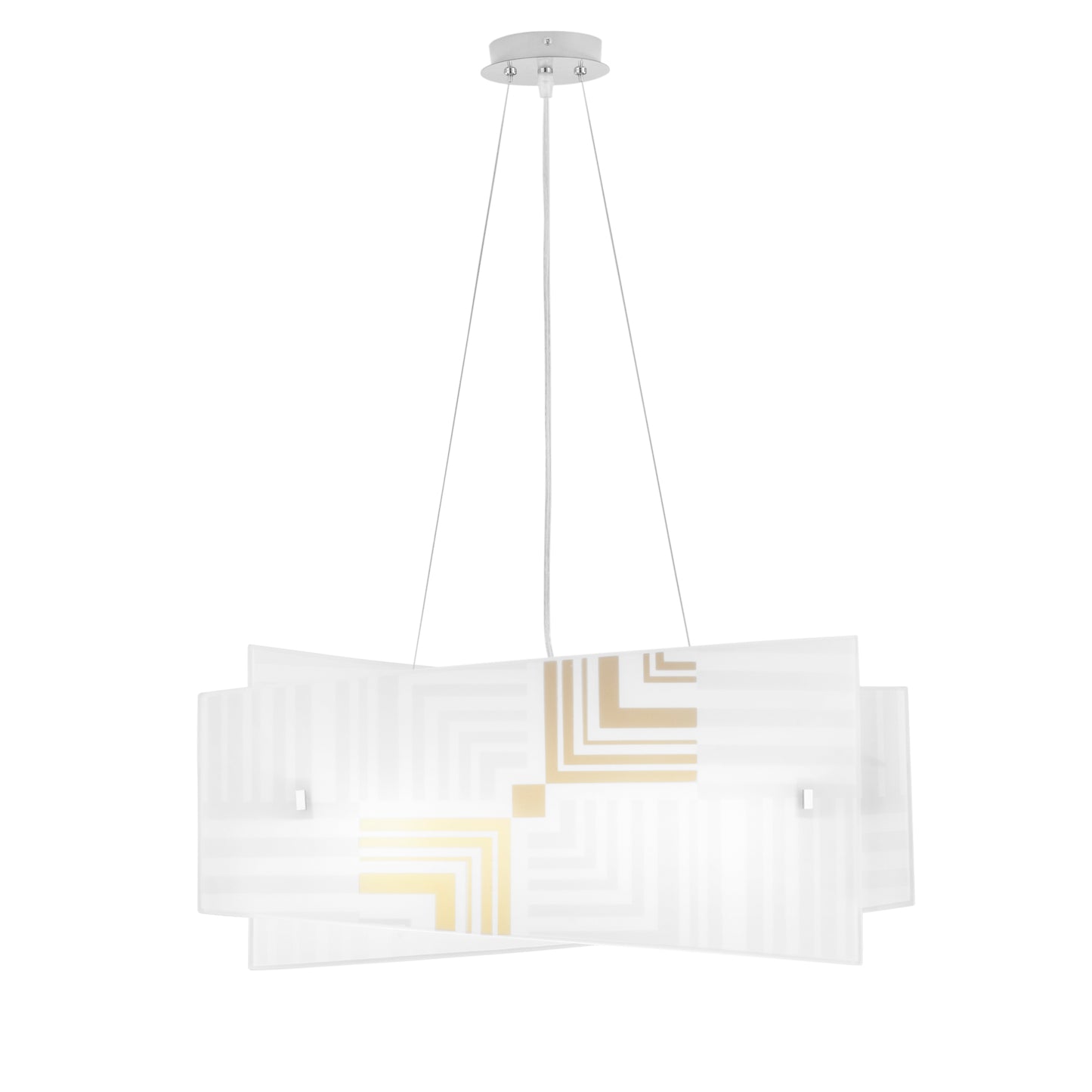 Sospensione SEVENTY in vetro bianco con decori oro 4 punti luce