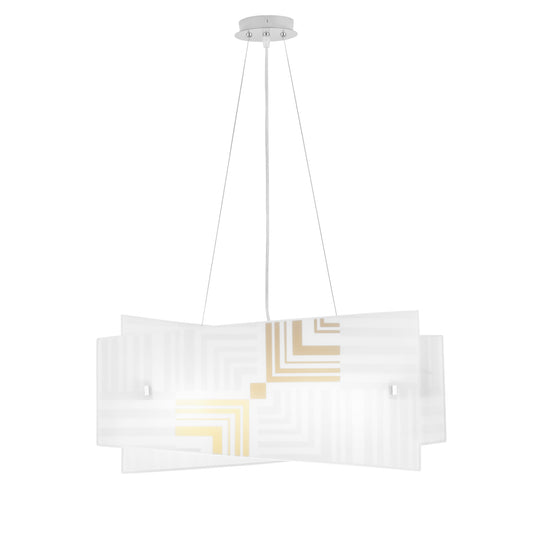 Sospensione SEVENTY in vetro bianco con decori oro 4 punti luce