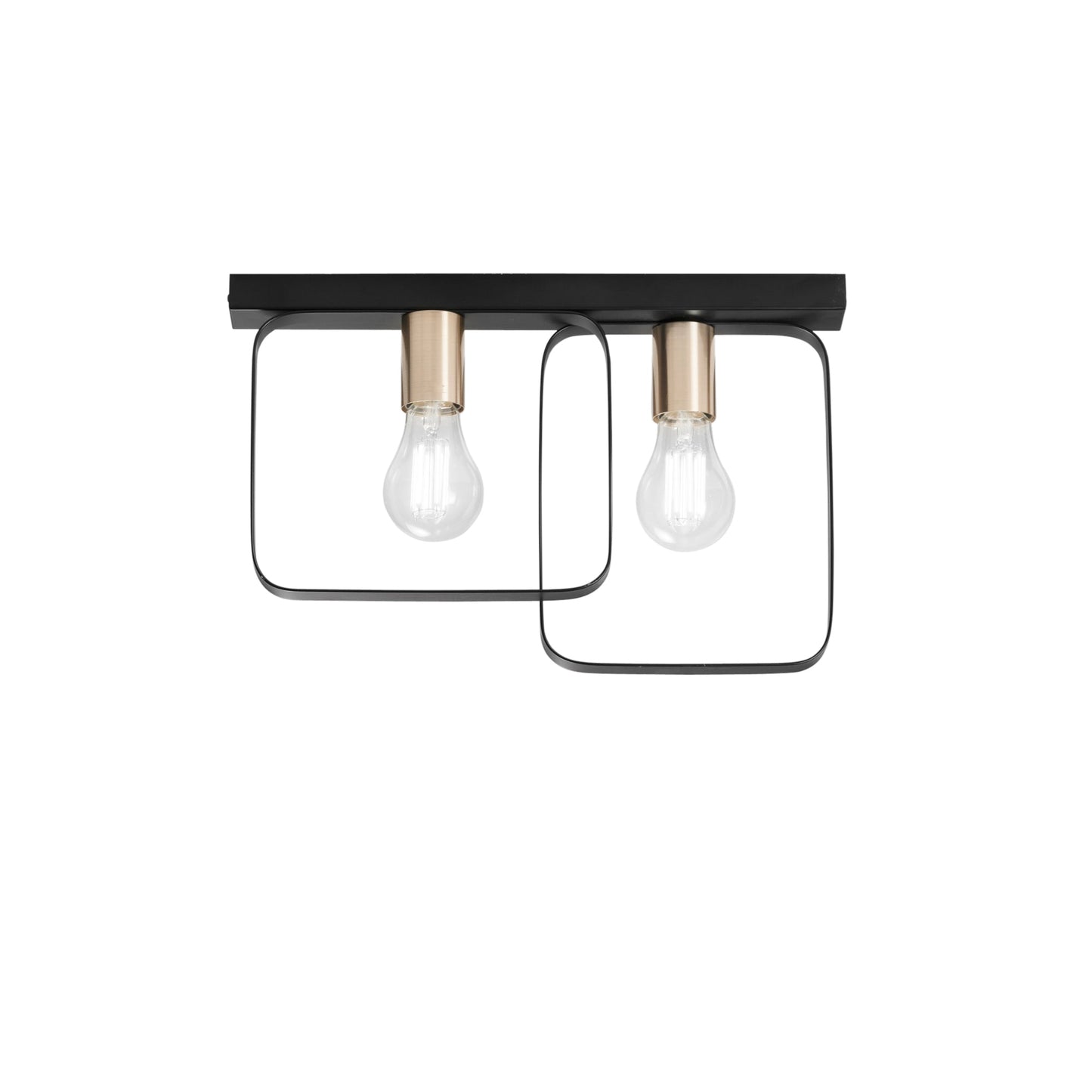 Plafoniera SMITH in metallo nero e oro 2luci
