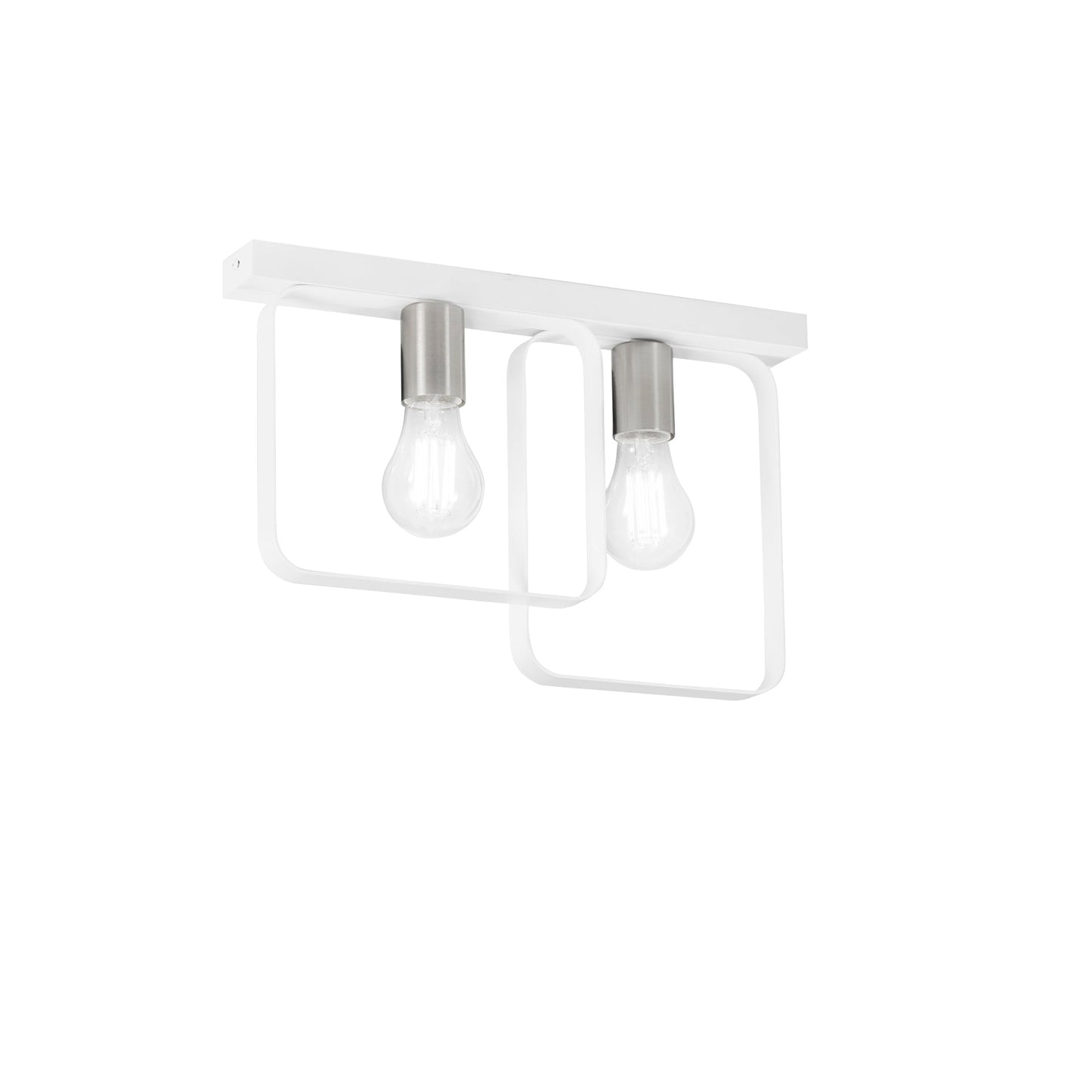Plafoniera SMITH in metallo bianco e argento 2 luci