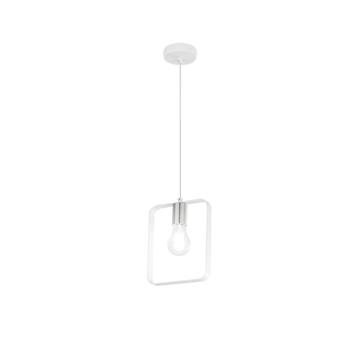Sospensione SMITH in metallo bianco e argento 1 luce