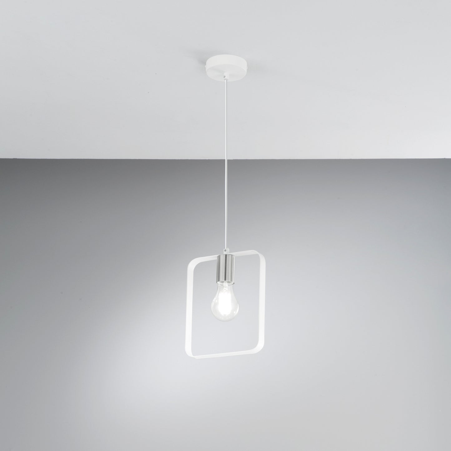 Sospensione SMITH in metallo bianco e argento 1 luce