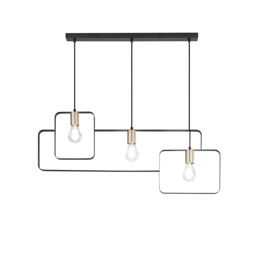 Sospensione SMITH in metallo nero e oro 3 luci