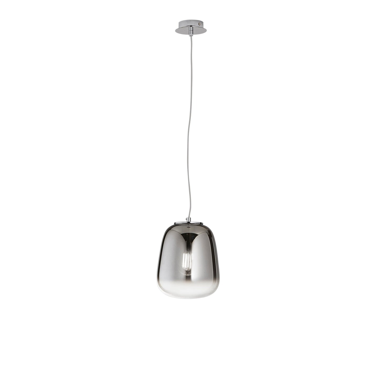Sospensione SMOKE in metallo nero con 1 diffusore vetro grigio fumè 1 luce Ø 19,7cm